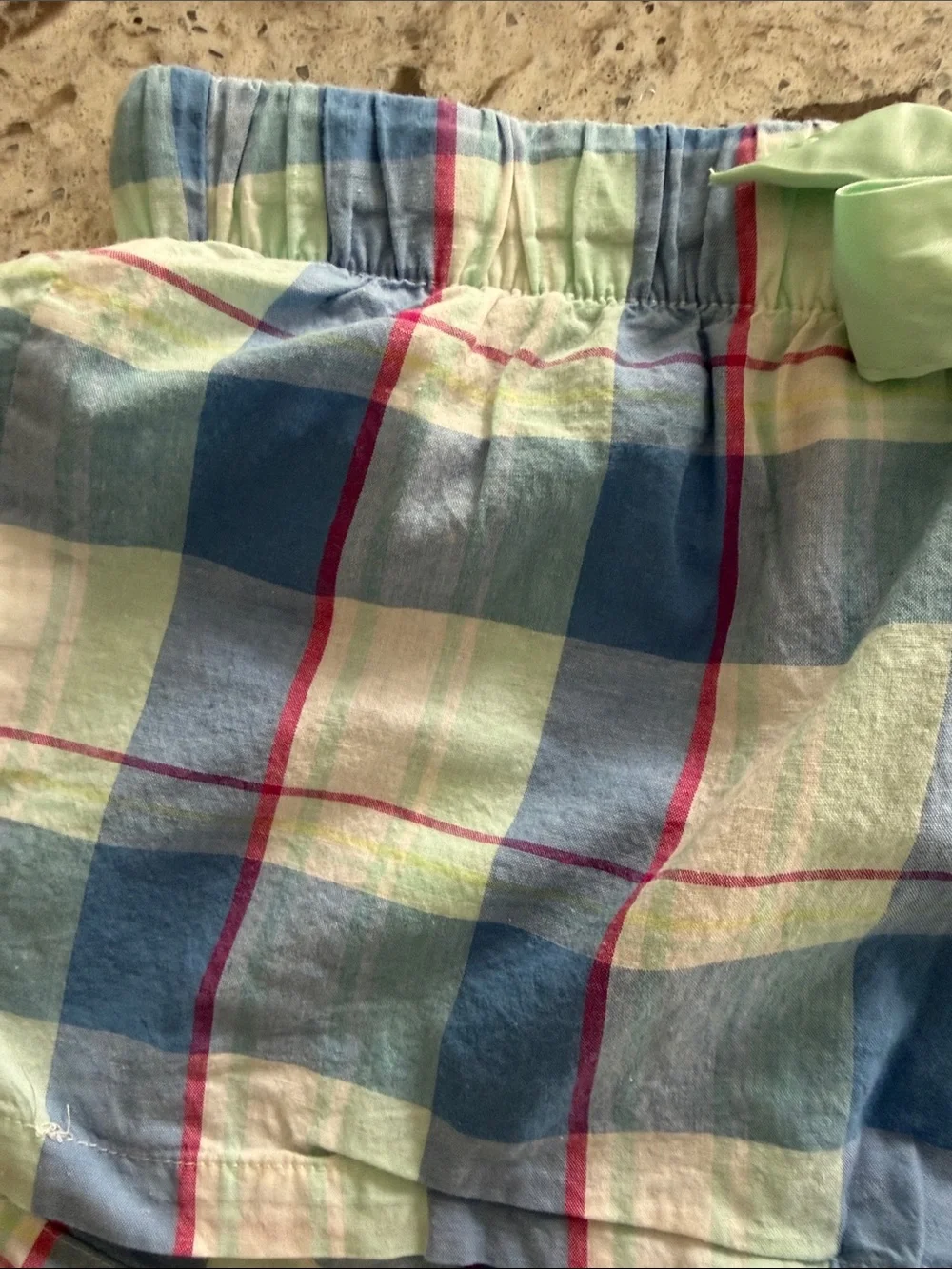 Old Navy Plaid Cotton Lounge Shorts in Blue and Mint - Picture 6 of 6